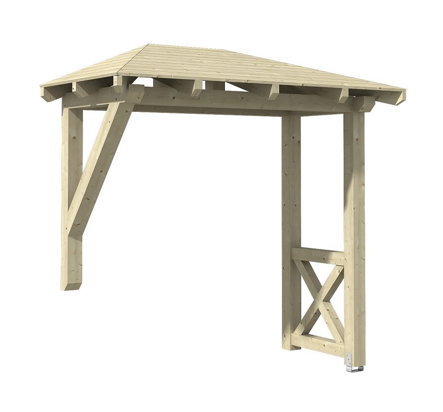 Vordachbausätze mit Holz-Seitenteil