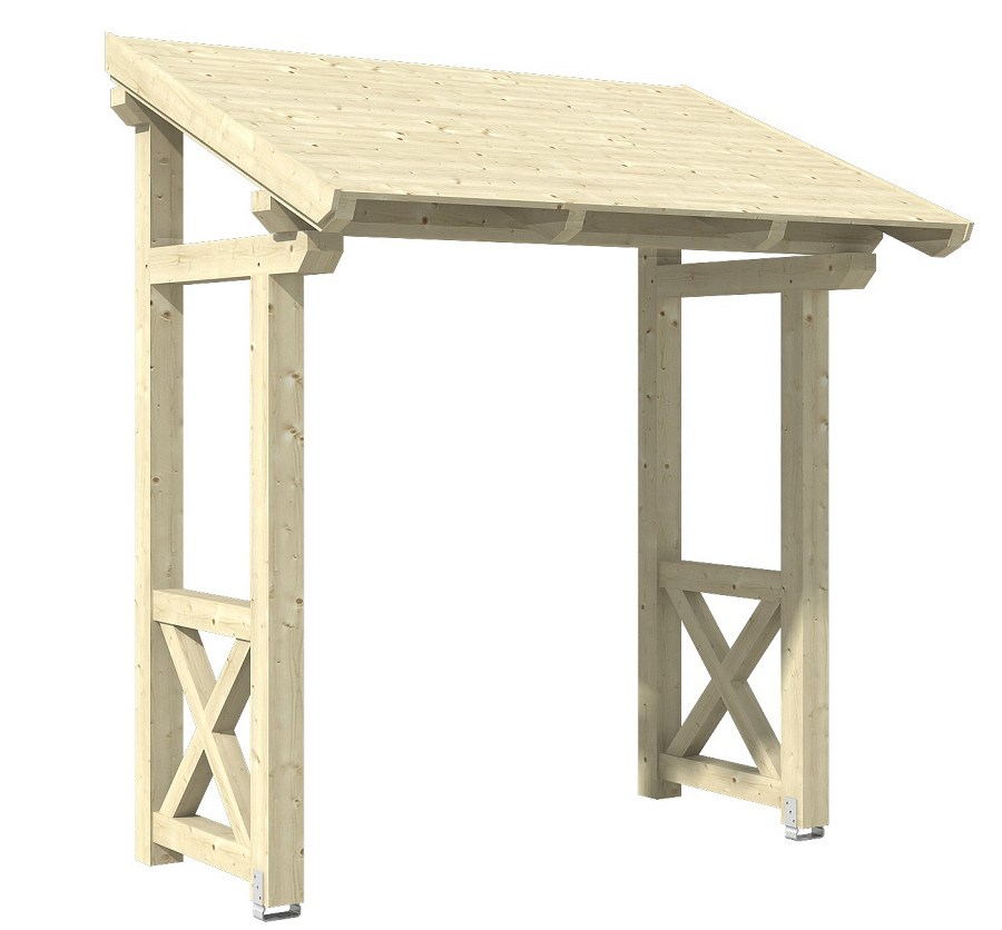 Vordach Holz mit Stützen Hauseingang